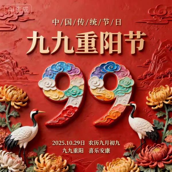 重阳佳节至，岁月映心扉，登高思远意，秋色入梦回。愿顺心如意，幸福相随。